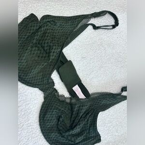 Victoria's Secret Ltd Ed Unlined Diamond Mesh Demi Bra | Olive Green  | 36DD